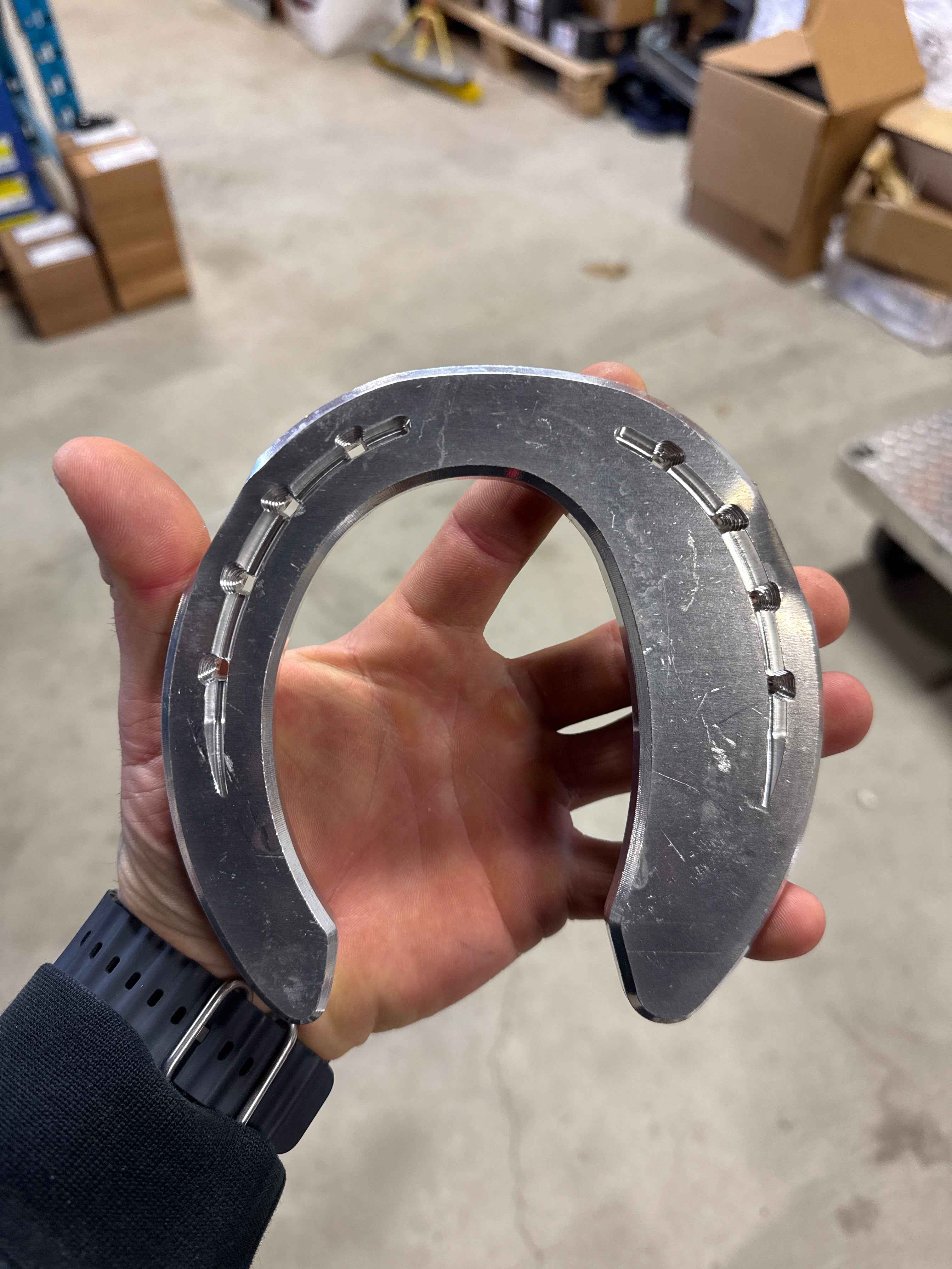 Blacksmith Co-Lateral Ligament Shoe Side Clipped Aluminum Horseshoes - Left - Source For Horse Farrier Supply