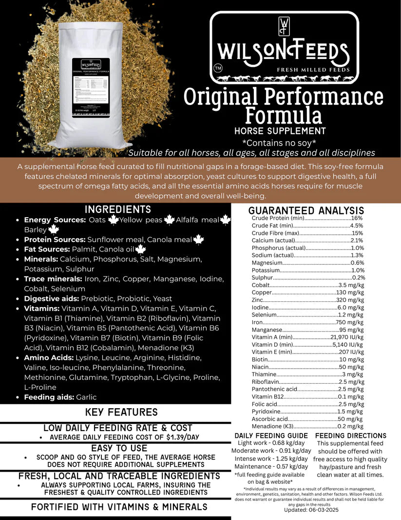 Wilsons Feed - Performance Formula 20 KG - Source For Horse